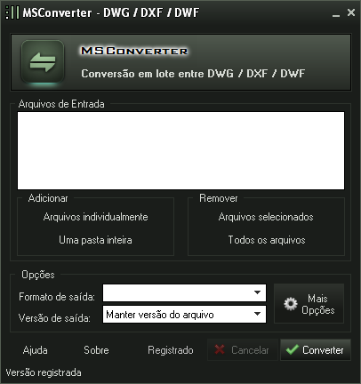 Screenshot - Conversor de arquivos DWG para DXF e DXF para DWG