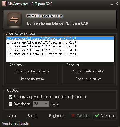 Screenshot - Conversor de arquivos PLT HPGL-2 para DXF editável no CAD