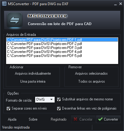 Screenshot - Conversor de arquivos PDF para DWG